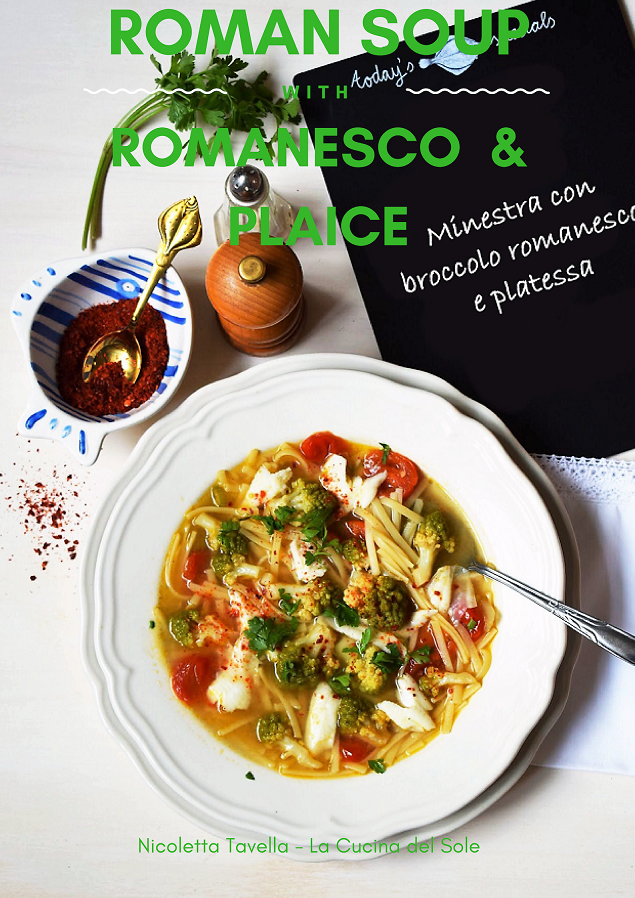 romanesco broccoli and plaice soup